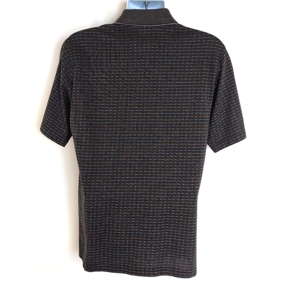 Van Heusen Dark Gray Grey Patterned Short Sleeve Polo Shirt - Size M Medium - Picture 5 of 7